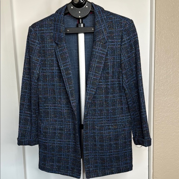 Nanette Lepore Jackets & Blazers - Nanette Lepore Blue Blazer with Subtle Plaid Pattern